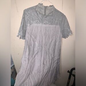 Elegant Lace Overlay Dress Gray